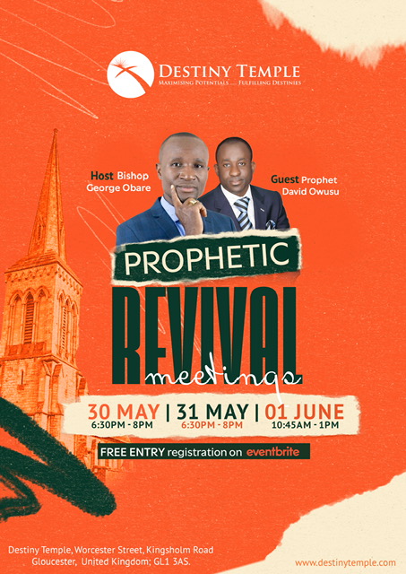 Prophetic Revival Meeting  May 30th – 1st June 2025